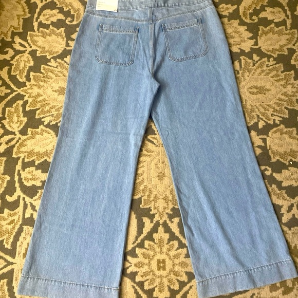 The Loft Patch Pocket High Rise Wide Leg Jeans Size 33 - Picture 7 of 16